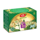 Box of Fares Tei herbal tea bags, N165-R, 20 plicuri, showcasing the tea packaging and branding.