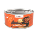 Fasole cu ciolan de la Scandia, conserve tradiționale cu fasole și bucate de ciolan, prezentate în borcan.