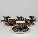 Set cafea negru din ceramica - pictat manual - Delumani - Magazin Online Romanesc 
