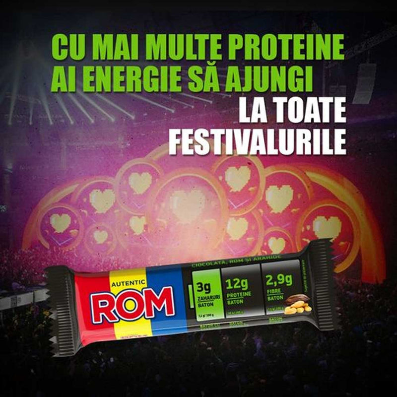 Rom baton cu proteine ciocolata, rom si arahide - Delumani - Magazin Online Romanesc 