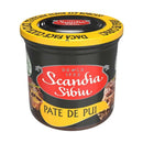 Canned chicken liver pate by Scandia Sibiu, part of conserve and muraturi collection, displayed in a jar with label.